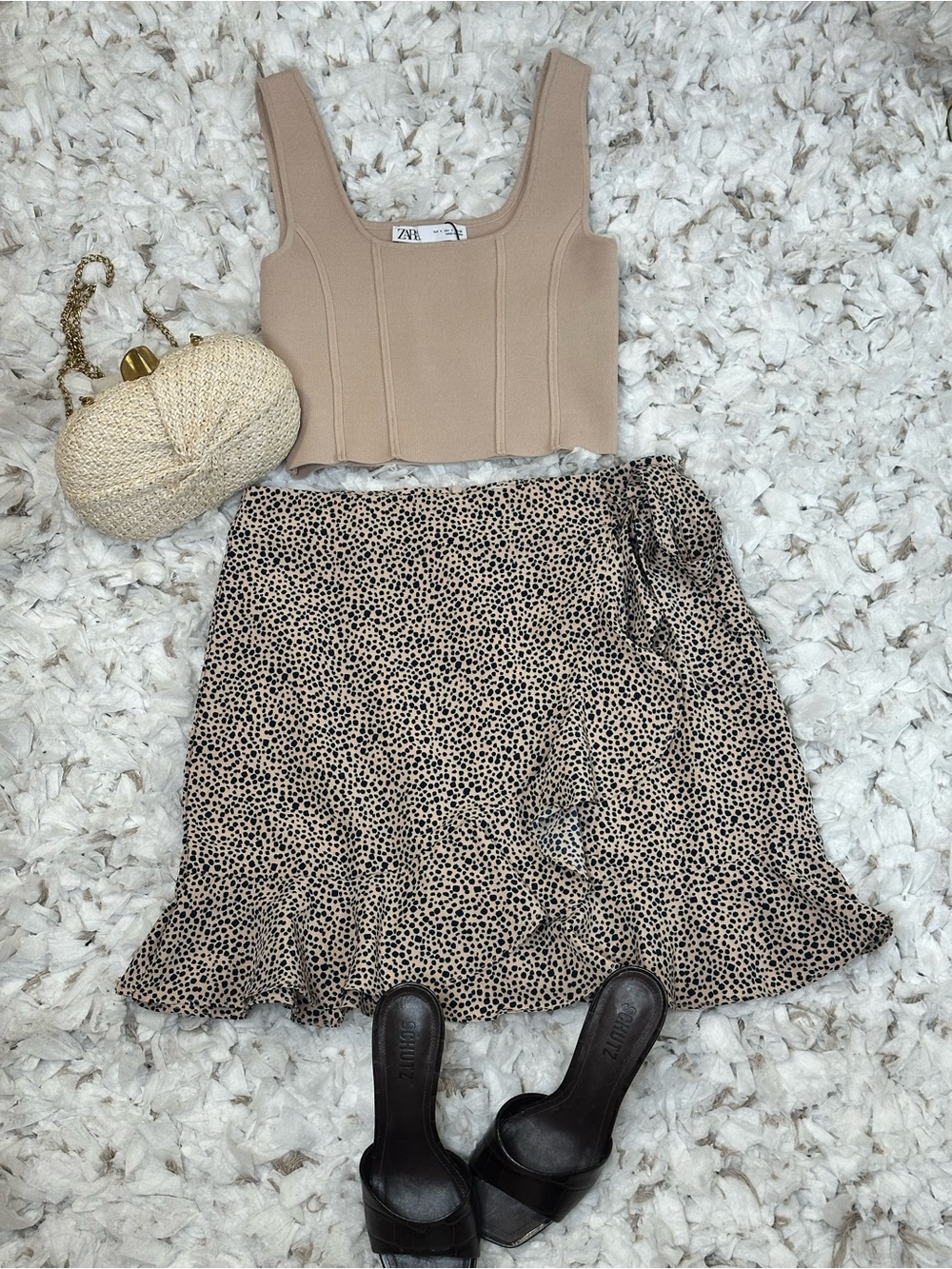 Princess Polly Animal Print Wrap Ruffle Mini Skirt Size US 6
